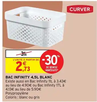 Intermarché Bac Infinity 4,5L Blanc offre