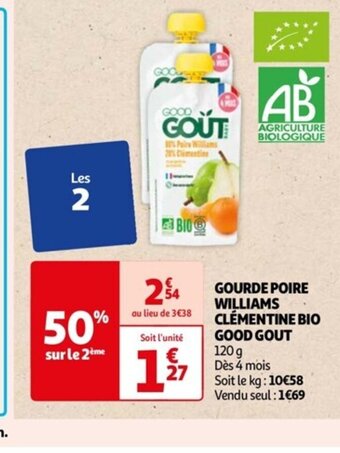 Auchan GOURDE POIRE WILLIAMS CLÉMENTINE BIO GOOD GOUT offre