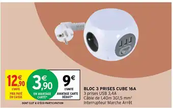 Intermarché Bloc 3 Prises Cube 16A offre