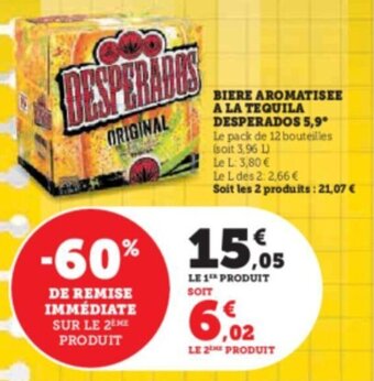 Super U BIERE AROMATISEE A LA TEQUILA DESPERADOS 5,9* offre