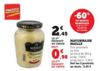 Super U MAYONNAISE MAILLE offre