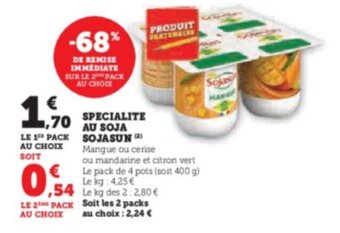 Super U SPECIALITE AU SOJA SOJASUN offre