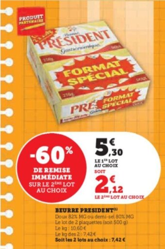 Super U BEURRE PRESIDENT offre