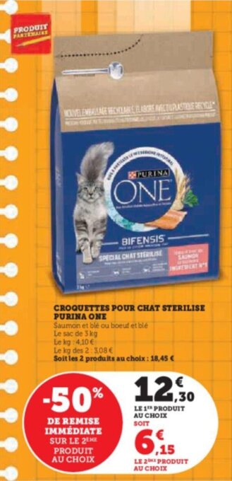 Super U CROQUETTES POUR CHAT STERILISE PURINA ONE offre