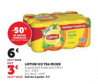 Super U LIPTON ICE TEA PECHE offre