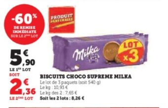 Super U BISCUITS CHOCO SUPREME MILKA offre