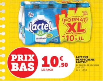 Super U LAIT UHT DEMI-ECREME LACTEL offre