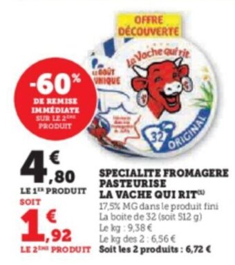 Super U SPECIALITE FROMAGERE PASTEURISE LA VACHE QUI RIT™ offre