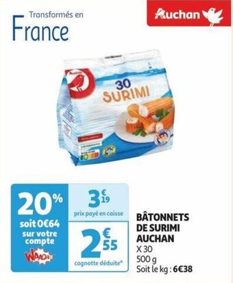 Auchan BÂTONNETS DE SURIMI AUCHAN offre
