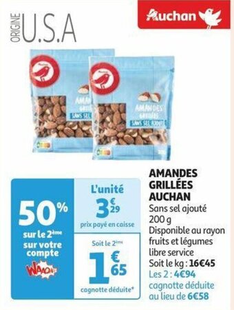 Auchan AMANDES GRILLÉES AUCHAN offre