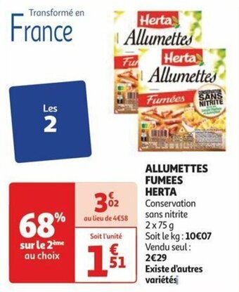 Auchan ALLUMETTES FUMEES HERTA offre