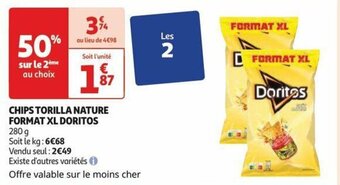 Auchan CHIPS TORILLA NATURE FORMAT XL DORITOS offre