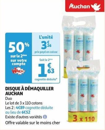 Auchan DISQUE À DÉMAQUILLER AUCHAN offre