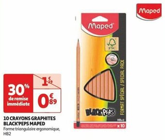 Auchan 10 CRAYONS GRAPHITES BLACK'PEPS MAPED offre