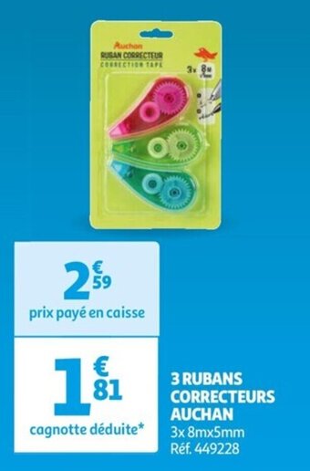 Auchan 3 RUBANS CORRECTEURS AUCHAN offre