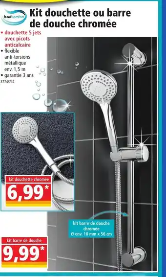 Kit douchette ou barre de douche chromée