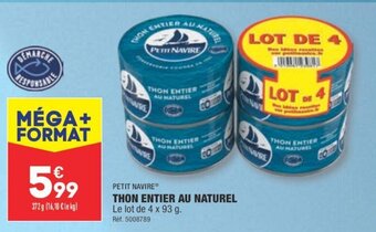 ALDI THON ENTIER AU NATUREL offre