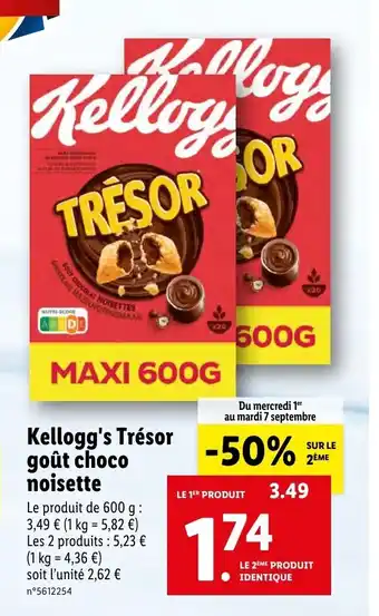 Lidl Kellogg's trésor goût choco noisette offre