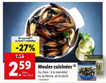 Lidl Moules cuisinées offre