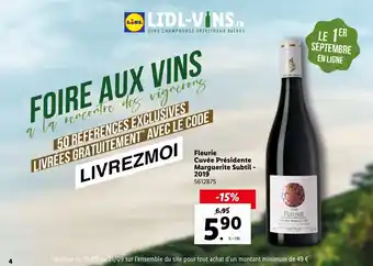 Lidl Fleurie cuvée présidente marguerite subtil-2019 offre