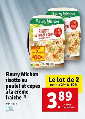 Lidl Fleury michon risotto au poulet et cèpes offre