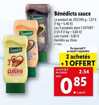 Lidl Bénédicta sauce offre