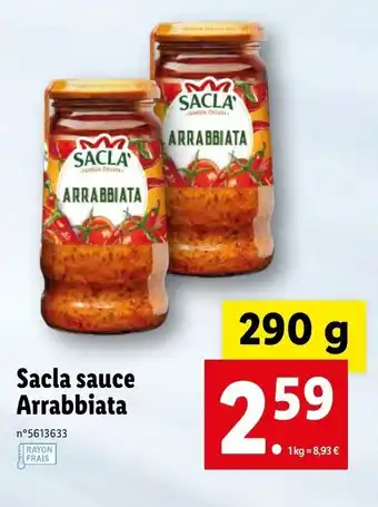 Lidl Sacla sauce arrabbiata offre