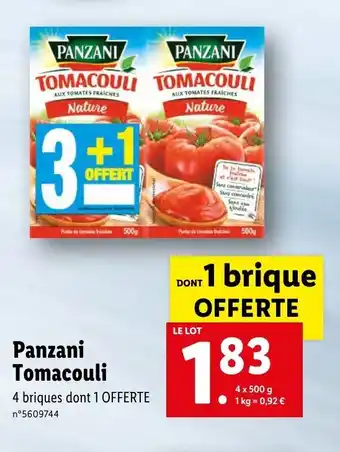 Lidl Panzani tomacouli offre
