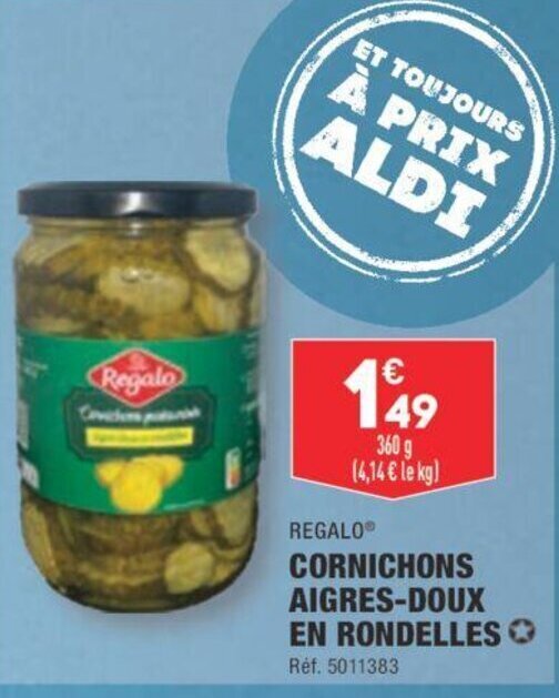 Promo CORNICHONS AIGRESDOUX EN RONDELLES chez ALDI