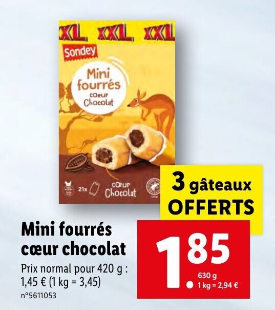 Promo Mini Fourres Cœur Chocolat Chez Lidl