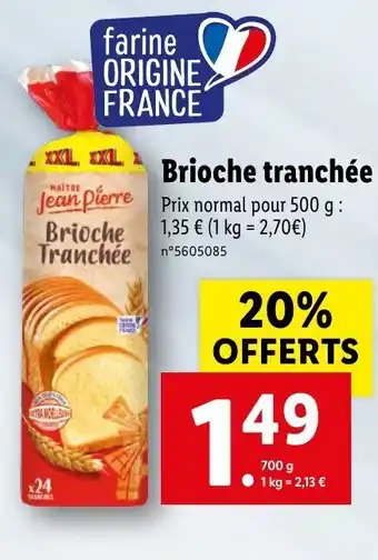 Lidl Brioche tranchée offre