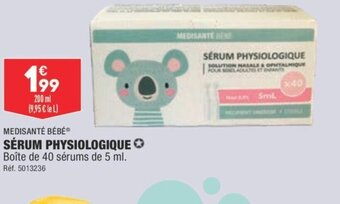 ALDI MEDISANTÉ BÉBÉⓇ SÉRUM PHYSIOLOGIQUE Boîte de 40 sérums de 5 ml. offre