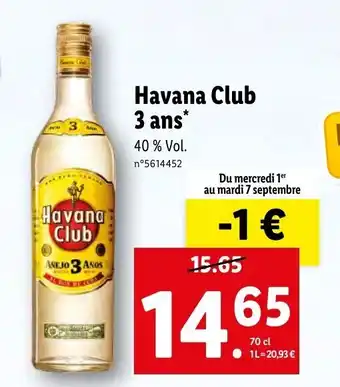 Lidl Havana club 3 ans offre