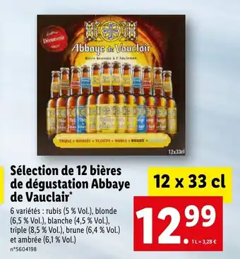 Lidl Sélection de 12 bières de dégustation abbaye de vauclair offre