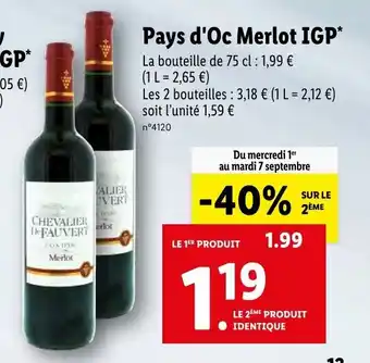 Lidl Pays d'oc merlot IGP offre