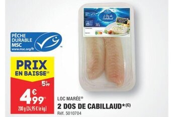 ALDI LOC MARÉEⓇ 2 DOS DE CABILLAUD*(C) offre
