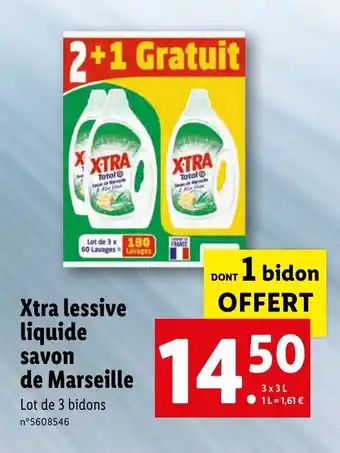 Lidl Xtra lessive liquide savon de marseille offre