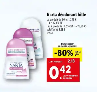Lidl Narta déodorant bille offre