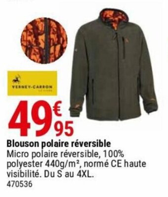 Blouson polaire réversible Micro polaire réversible, 100% polyester 440g/m², normé CE haute visibilité. Du S au 4XL. 470536