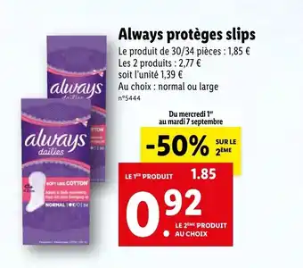 Lidl Always protèges slips offre