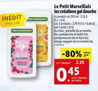Lidl Le petit marseillais les créations gel douche offre