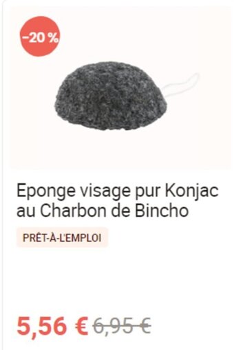 Eponge visage pur Konjac au Charbon de Bincho