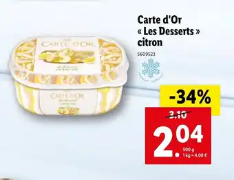 Carte d'or les desserts citron