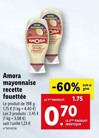 Lidl Amora mayonnaise recette fouettée offre