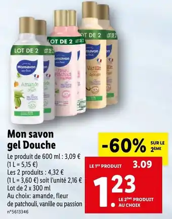 Lidl Mon savon gel douche offre