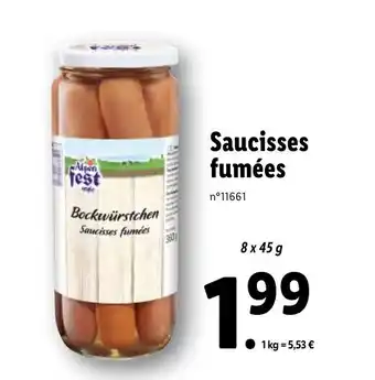 Lidl Saucisses fumées offre