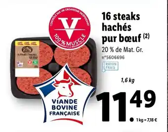 Lidl 16 Steaks hachés pur bœuf offre
