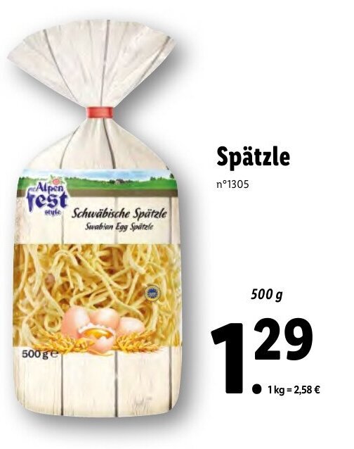 Promo Spätzle chez Lidl