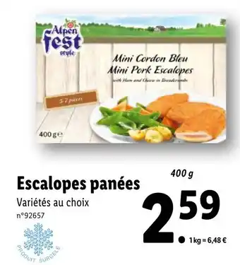 Lidl Escalopes panées offre