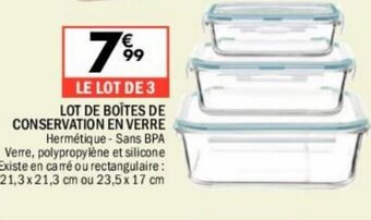 La Foir'Fouille LOT DE BOÎTES DE CONSERVATION EN VERRE offre